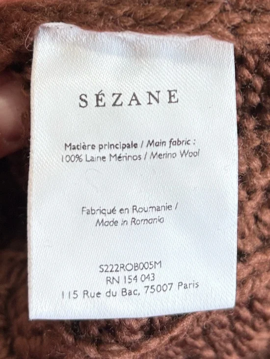 Sézane Drew Merino Wool Cable Knit Sweater Dress Brown Size Medium - Picture 12 of 13